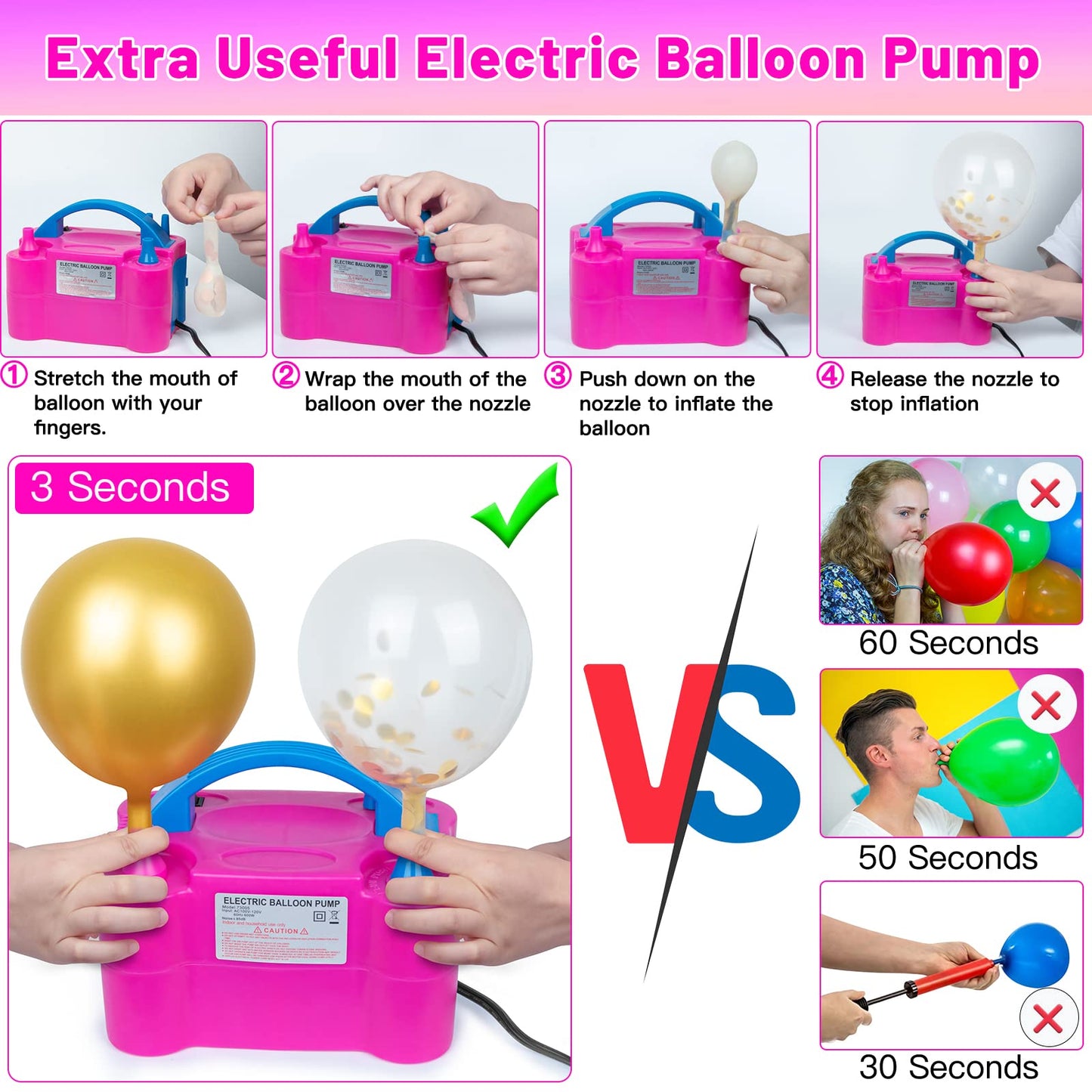 Toosci 4 Sets Metal Balloon Column Stand And Electric Balloon Pump, Adjustable 9 Feet Balloon Stands For Floor, Balloon Column K