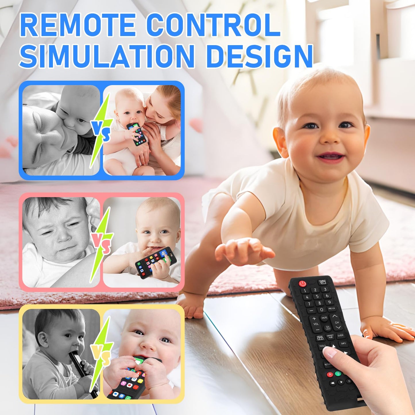 Teething Toys For Baby 3 6 12 18 Months, Realistic Remote Control And Mobile Phone Baby Teether Toys, Baby Chew Toys, Food Grade