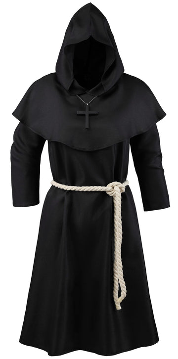 Knelor Kids Monk Friar Hooded Robe Priest Robe Halloween Cosplay Cloak Costume For Boys And Girls