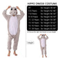 WAFUNNE Animal Onesie Costume for Kids Child Boys Girls Womens Mens Cosplay Halloween Costumes Easter Onesies Grey Hippo 110