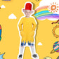 Jchrmers 4Pcs Funny Storybook Character Costume Yellow Clothing Red Top Hat Yellow Gloves For Reading Across America Day (S)