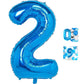 2 Number Balloon Blue 40 Inch Big Foil Mylar 2Nd Balloons For 2 Year Old Boy Girl Birthday Party Decorations Wedding Anniversary