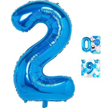 2 Number Balloon Blue 40 Inch Big Foil Mylar 2Nd Balloons For 2 Year Old Boy Girl Birthday Party Decorations Wedding Anniversary