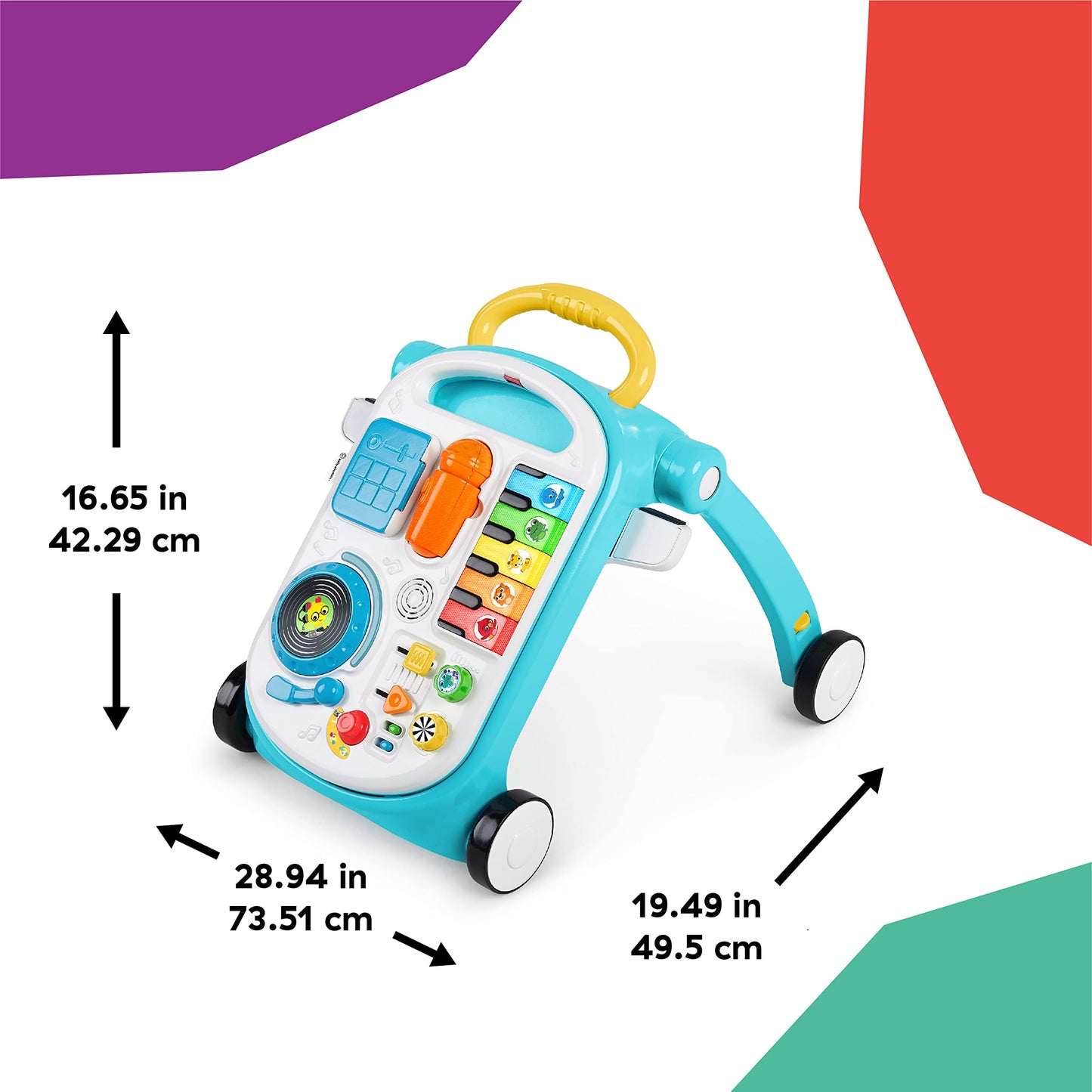 Baby Einstein Musical Mix N Roll 4-In-1 Push Walker, Activity Center, Toddler Table & Floor Toy, 100+ Songs & Phrases, Dj Statio