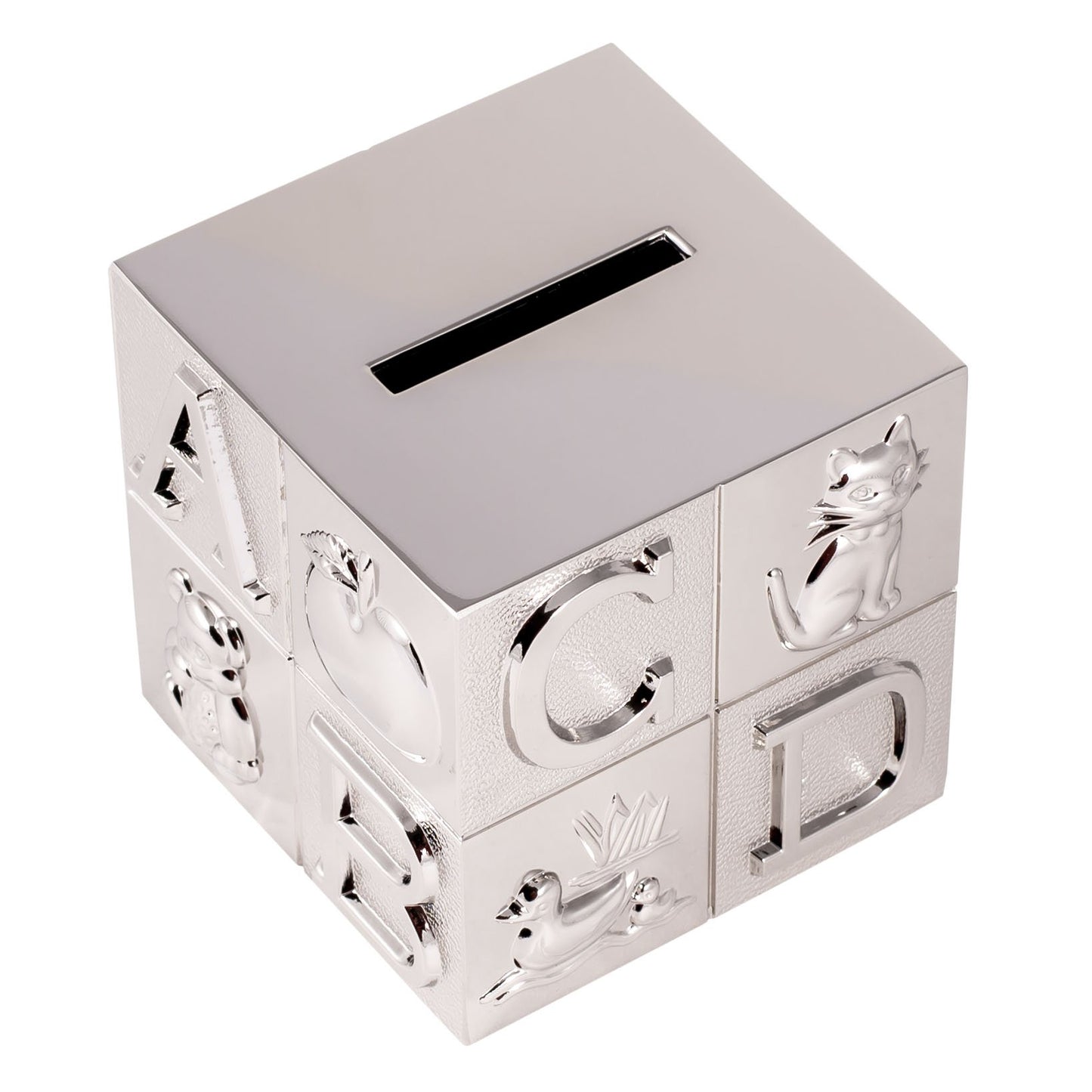 Creative Gifts International Pewter Abc Block Bank For Kids, Newborn Gift, Silver, 3      X3      X3      , Shiny Non-Tarnish Ni