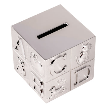 Creative Gifts International Pewter Abc Block Bank For Kids, Newborn Gift, Silver, 3      X3      X3      , Shiny Non-Tarnish Ni