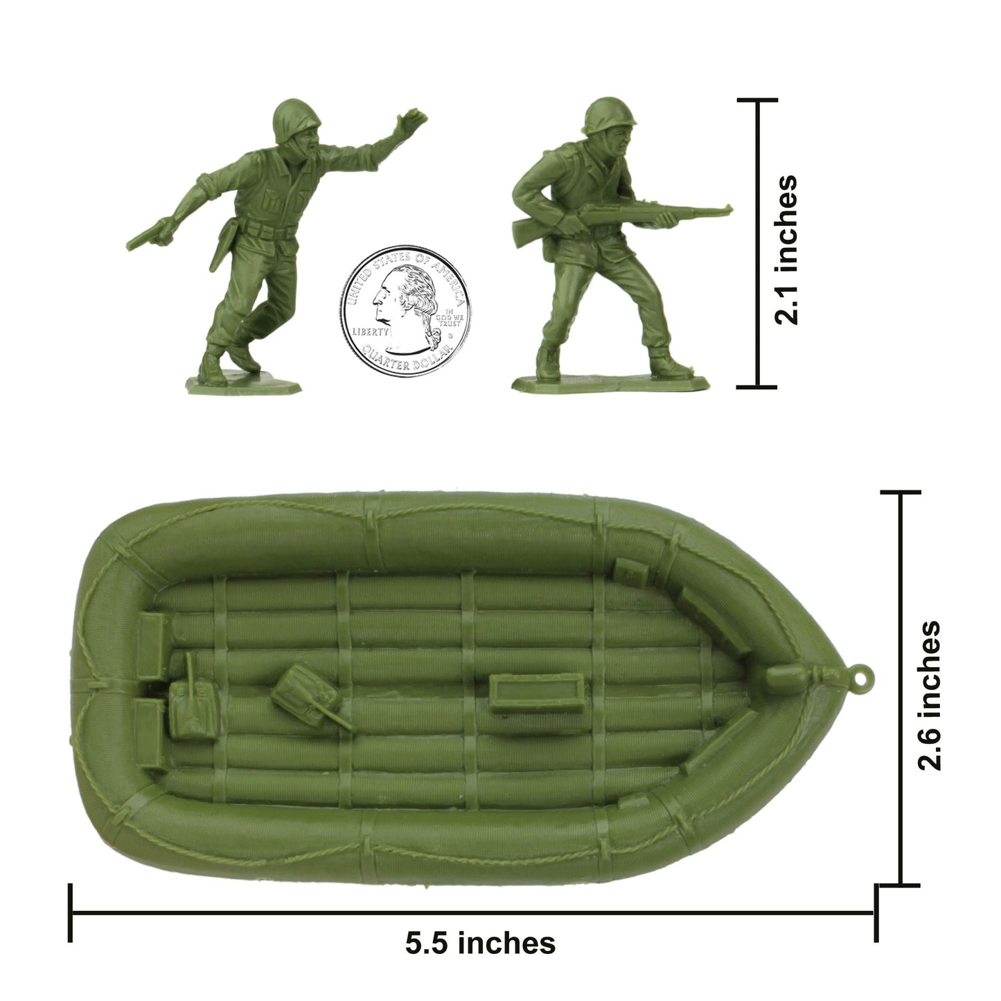 BMC Toys Plastic Army Men - 31pc OD Green WWII Figures, Model BMC-48573, Made in USA