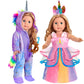 Wondoll 2-Sets 18-Inch Doll-Clothes Set - Unicorn Clothes With Hair Clip And Headband - Compatible With All 18 Inch Dolls Accessories For Kids