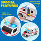 JOYIN 4 Packs Emergency Vehicle Toy Playsets, Friction Powered Vehicles with Light and Sound, Including Fire Truck, Ambulance, P