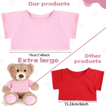Roundfunny Bear Tee Shirt Fit 14-18Inch Bear Clothes Stuffed Animal Clothes Shirt Basic Stuffed Bears Dolls Shirt, Light Pink