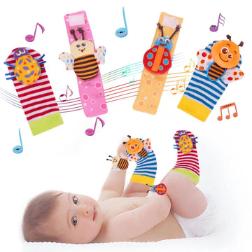 Padonise Baby Wrist Rattle Socks And Foot Finder Set Baby Rattles Toys For 0-12 Month, Infant Girl Boy Toys For Babies 3-6 Months, Newborn Hand & Foot Toys For 0 To 9 Months, Baby Christmas Gifts