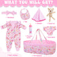 Ecorelf 8 Pcs Baby Doll Clothes With Bassinet For 16-18 Inch Baby Doll Reborn, Baby Doll Accessories Clothes Outfit Including Do