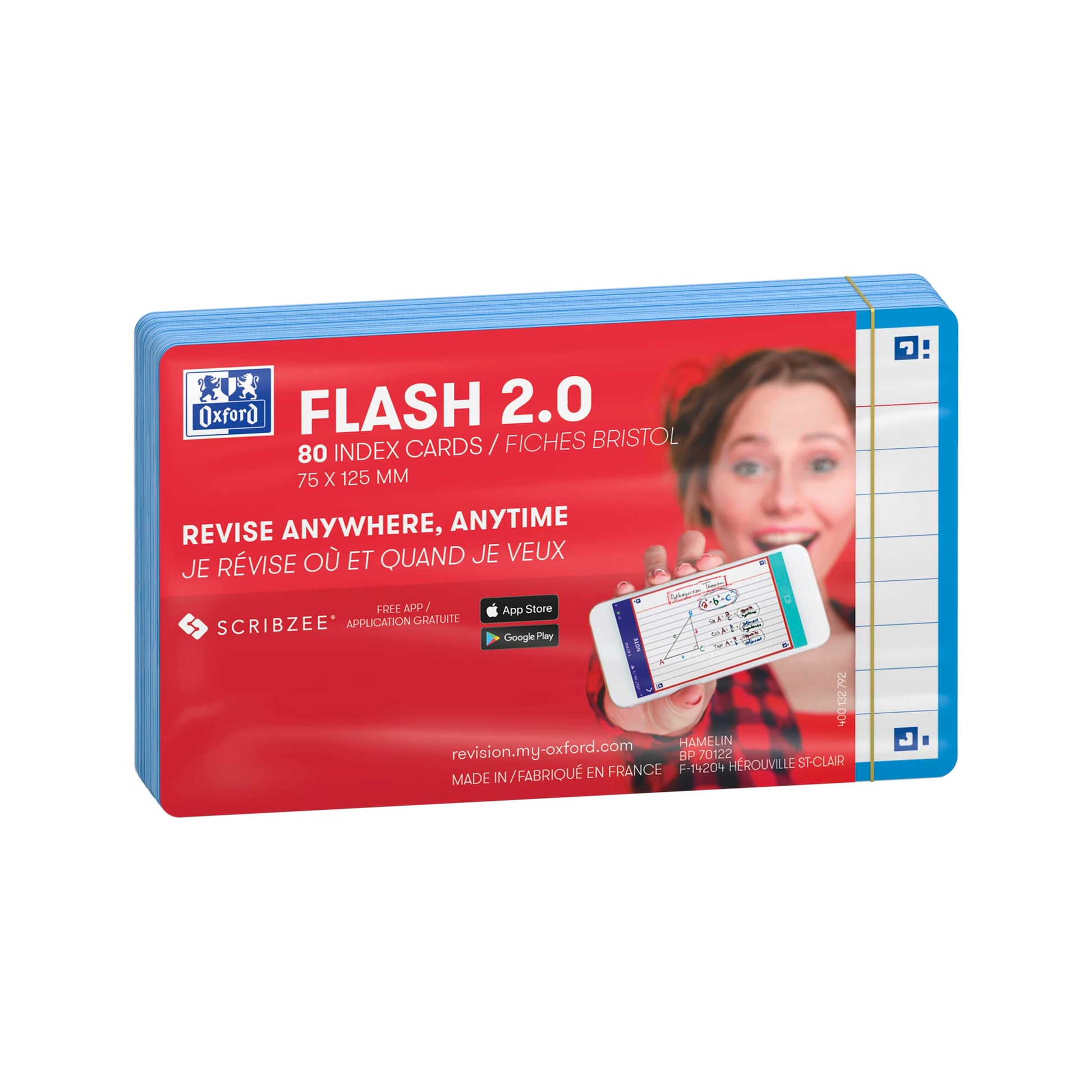Flash Cards By Oxford, Ruled With Turquoise Frame, Pack Of 80 Cards, 7.5X12.5Cm Size, 400133876