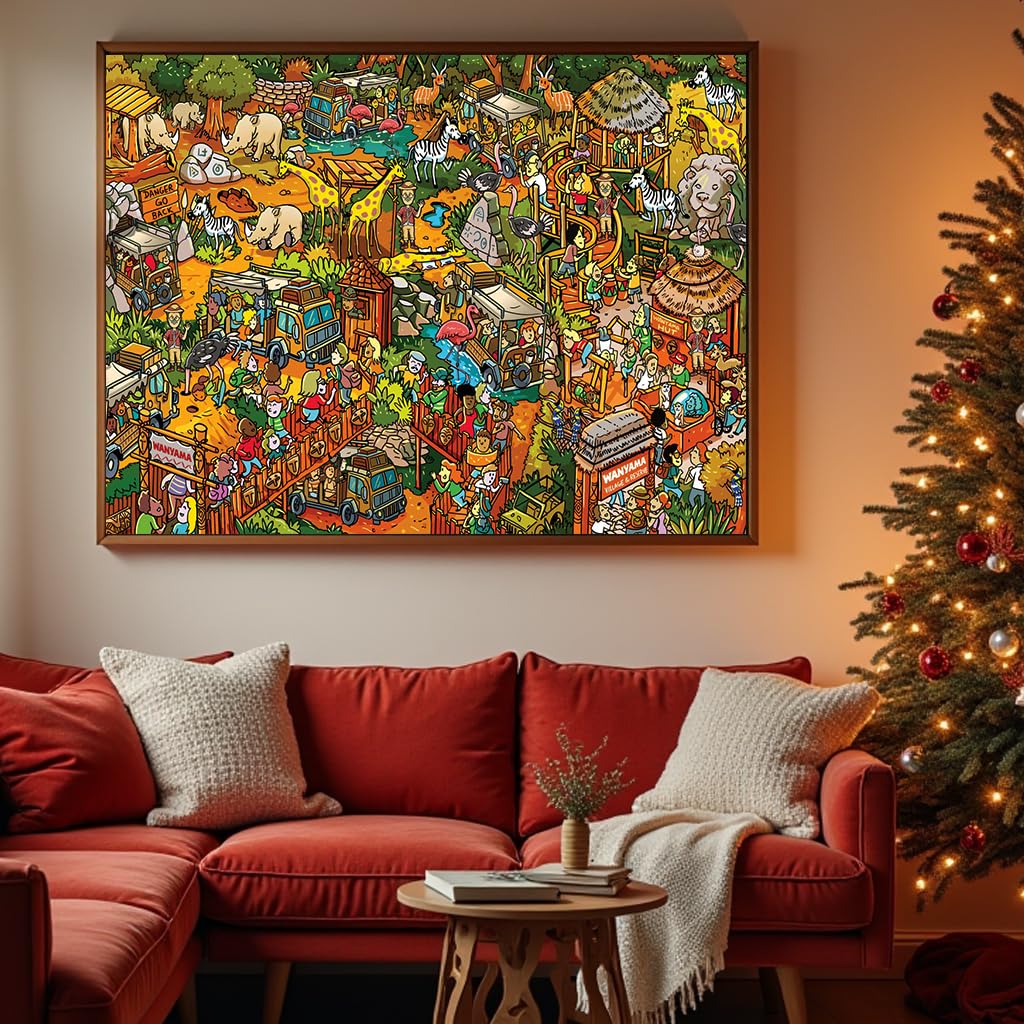 Jigsaw Puzzles for mature-themeds  1000 Pieces Animal Paradise Puzzle  Cartoon Painting Challenging Puzzles for Family Activity Game Nights Gifts Fidget Stress Relief