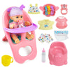 RedCrab Baby Doll Toys Set  Newborn Dolls PlaySet with High Chair Stroller Feeding  Tableware Set and Doll Clothes Accessories  15+ pcs Toddler Pretend Play Gift Toys for Girls - 12 Dolls