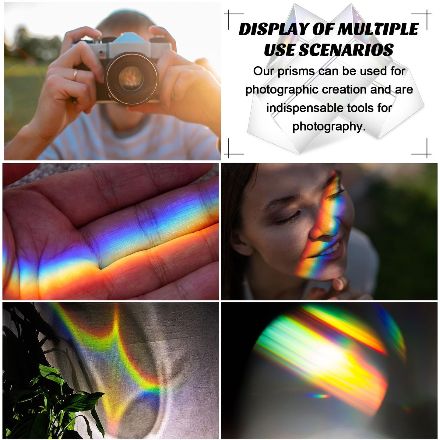 Kanayu 12 Pack Clear Triangular Prism Optical Glass Triple Prism For Photography Effects Physics Teaching Light Spectrum Optics(