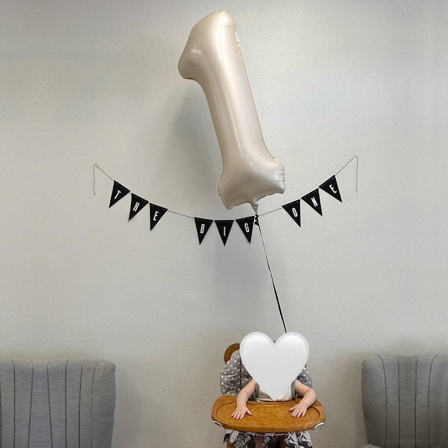 Paticool 40 Inch Beige Number Balloon 1, Large Cream Number Foil Mylar Balloons For Birthday Party Celebration Decorations Suppl
