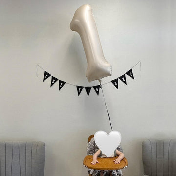 Paticool 40 Inch Beige Number Balloon 1, Large Cream Number Foil Mylar Balloons For Birthday Party Celebration Decorations Suppl