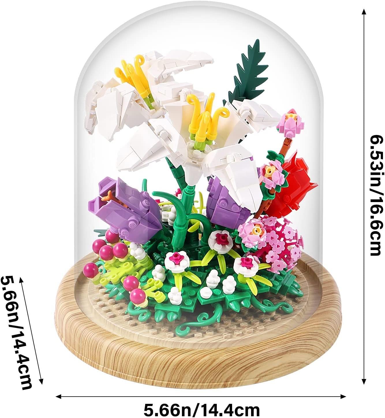Rsdhfly Creative Bonsai Flower Bouquet Building Kit,Flower Botanical Collection Construction Building Toy,Building Blocks Set For Adults And Kids (Lily Bonsai Flower)