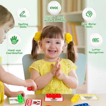 Aizweb CVCC & CCVC Word Game - Phonics Flash Cards for Preschool & Kindergarten, Montessori Spelling Toy, Special Education Supplies