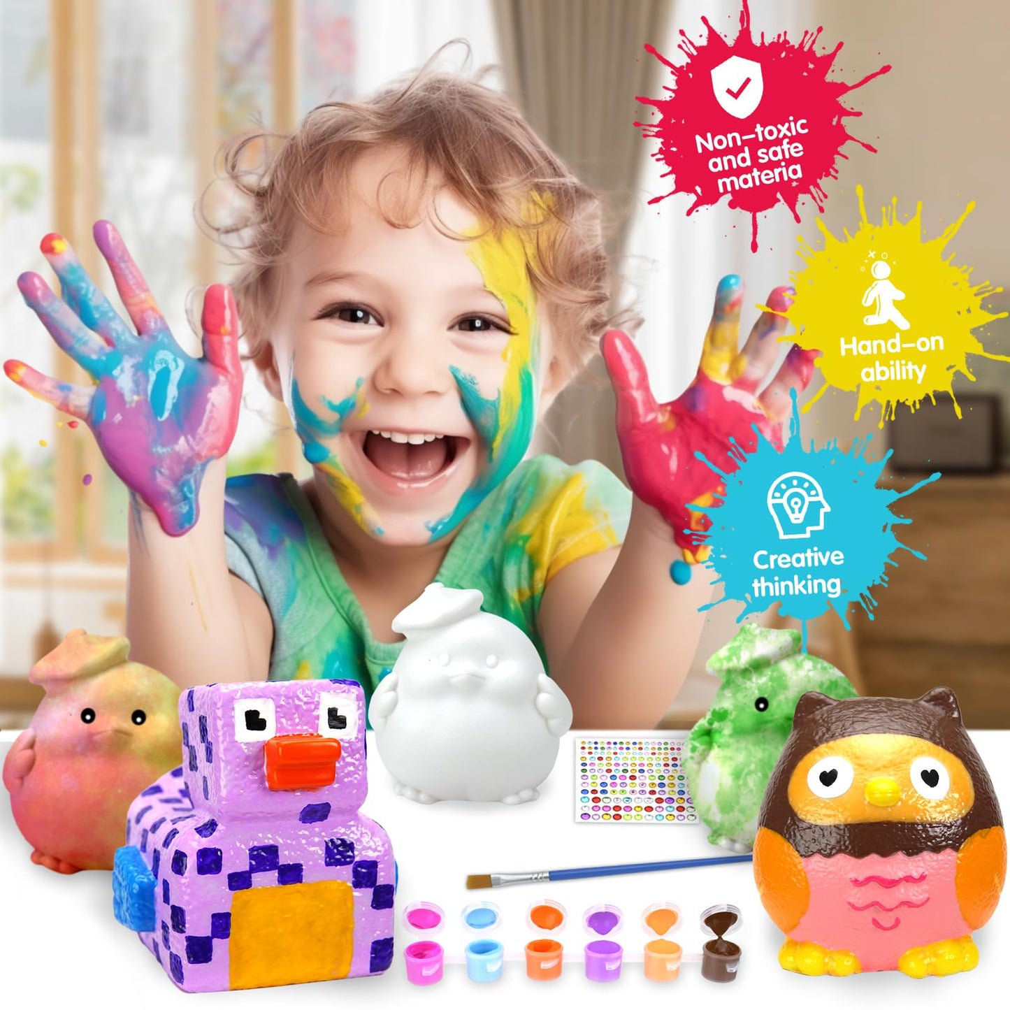 HAPMARS Paint Your Own Chick Lamp Kit 1pcs, DIY Art Kit for Kids Girls Boys Age 4 5 6 7 8 9 10 11 12+, Art and Craft Supplies Cr