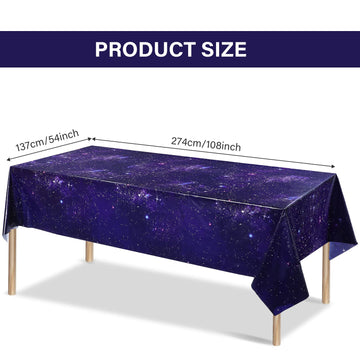 Tatuo 1 Pack Galaxy Plastic Table Cover Space Tablecloth Space Star Purple Nebula Rectangle Tablecloth Disposable Starry Night S