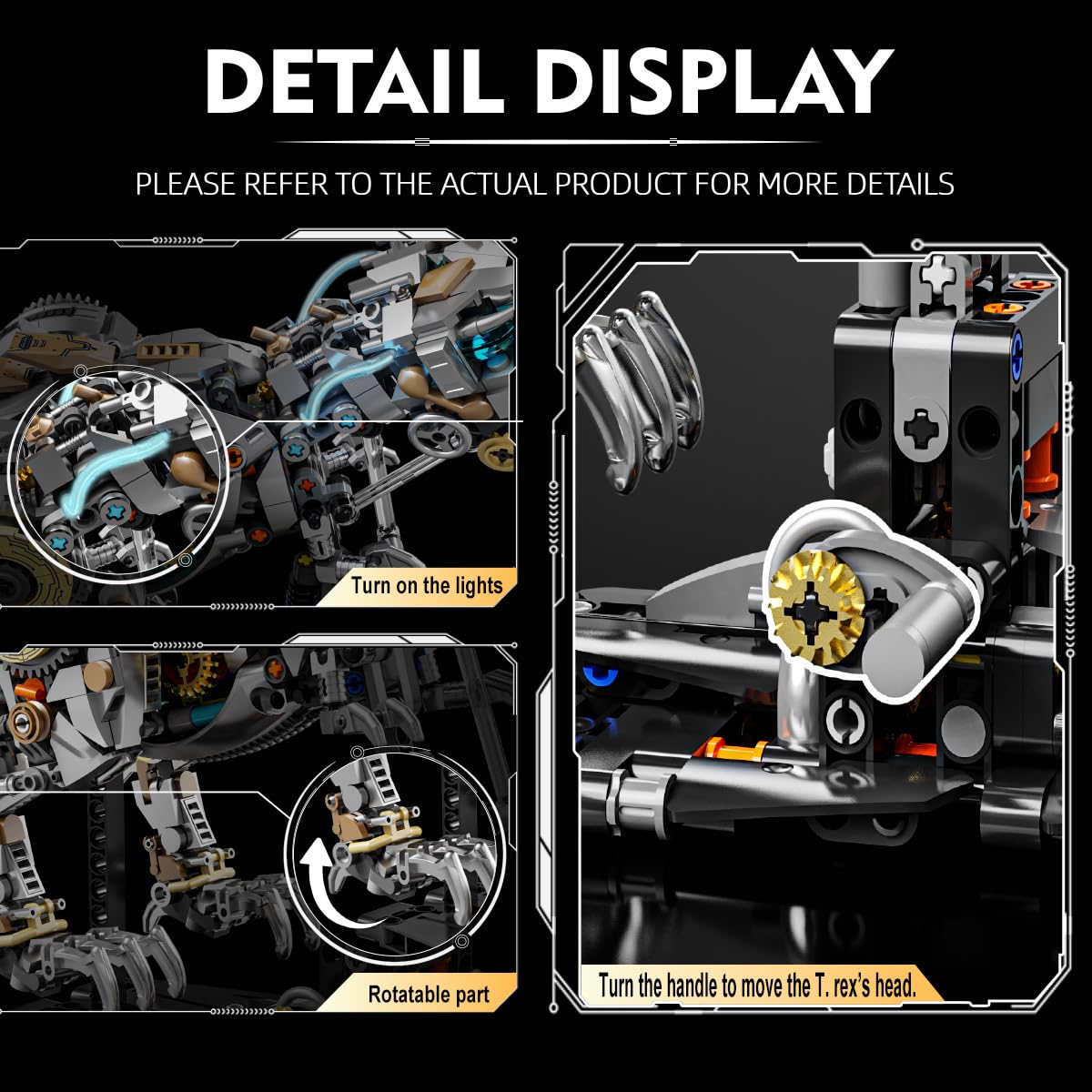 Mechanical Dinosaur T-Rex Building Set with Light- Compatible with Lego Sets mature-themed  Birthday Gift Set for Boys  mature-themeds (1268 Pcs)