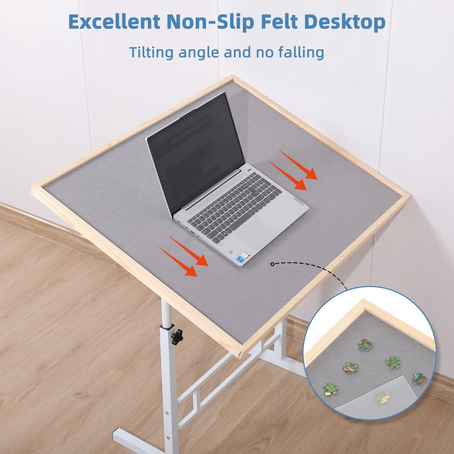 Fanwer Puzzle Table Adjustable, 34 X 26In Adjustable Height Puzzle Table With Legs, Portable Puzzle Tables For Adults Folding Ji