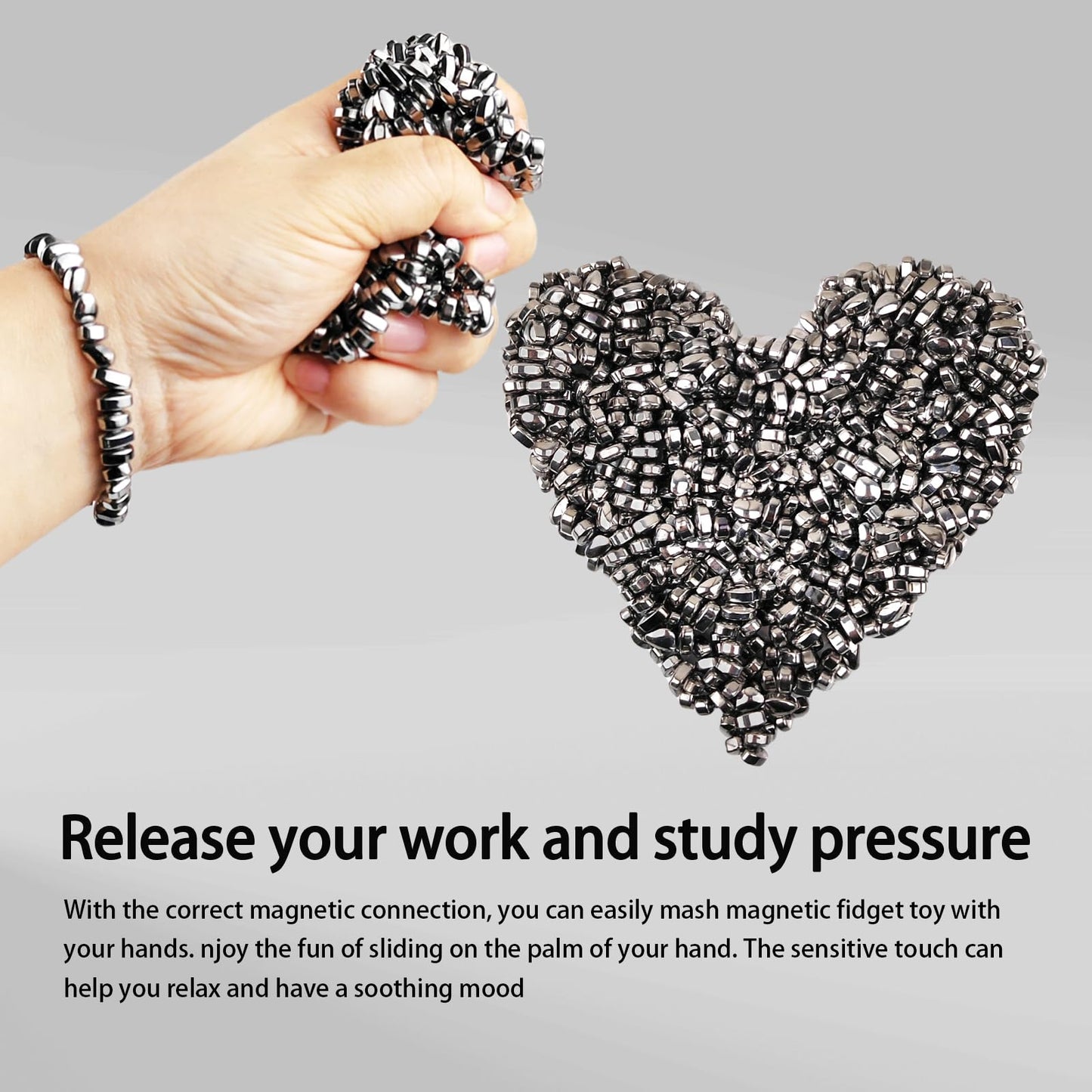 QOUXZ Magnetic Ferrite Putty Rock, More Than 500 Mini Weak Magnet Smooth Ferrite Pebbles, Small Magnetic Beads Fidget Adults Toy