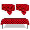 LJCL Ladybug Tablecover Pack - Red & Black Polka Dots Rectangle Plastic Tablecloth - 54 x 87 Inch - Ladybug & Western Themed Par
