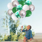 Green And White Balloons, 60 Pcs Green And Silver Balloons With Green Confetti Metallic Silver Balloons, 12 Inch Emerald Green D