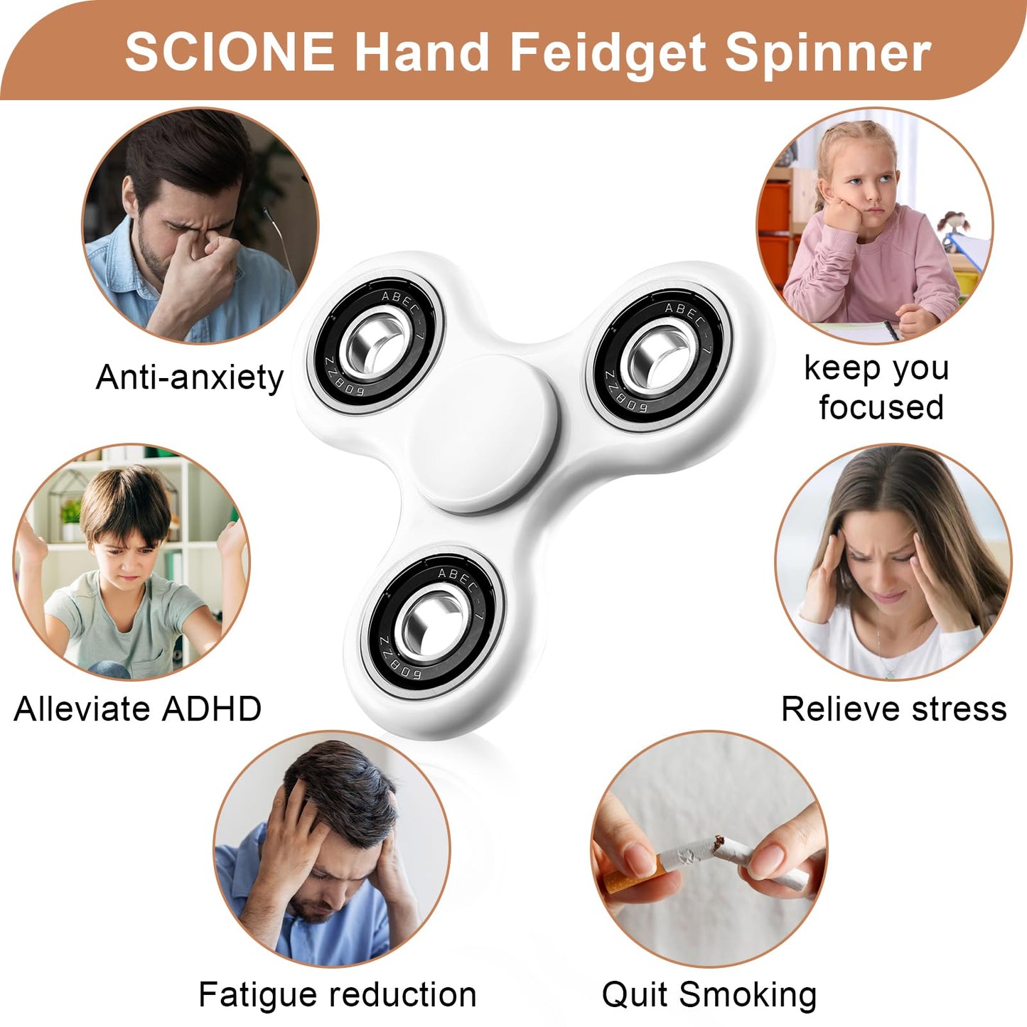 Scione Fidget Spinner Toy 1 Pack, Cool Fidget Spinners For Kids Adults, Sensory Fidgets Toys Anxiety Relief For Adhd Autism Christmas Toys Birthday Gifts Classroom Prizes For Boys Girls