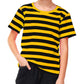 Boys Black Yellow Striped Shirt Girls Bee Costume Kids Summer Short Sleeve Casual Tee Top 13-14 Years