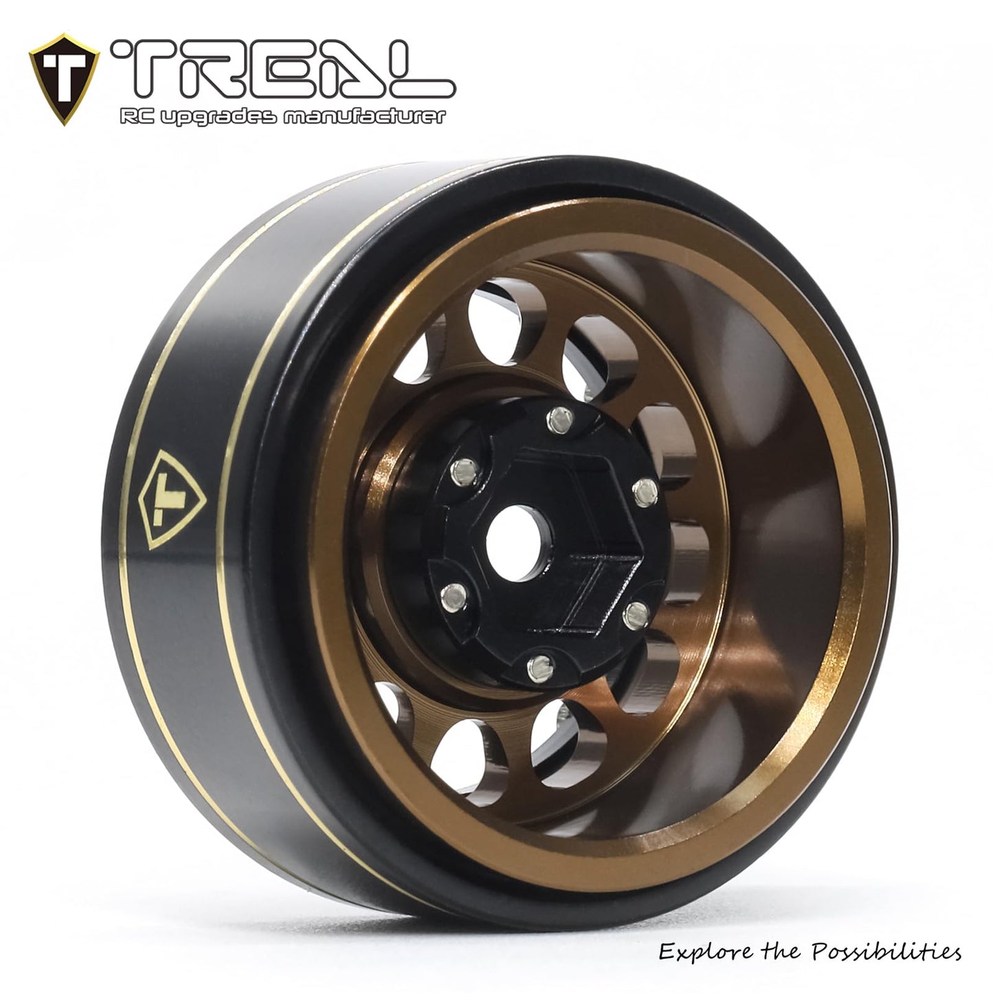 TREAL 1.0 Beadlock Wheels 12 Spokes Classic Rims (4P) for SCX24 AX24 FCX24 TRX4M 1/24 1/18 Crawler Car-Type I(Bronze)