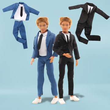 Miunana Lot 12 Items Boy Doll Clothes For 12 Inch Male Doll Fashion Casual Wear Clothes Outfits 5 Sets Boy Dolls Clothes With 3 Pairs Of Shoes For 12 Inch Boy Dolls Formal Black-Tie Suit And Blue-Tie
