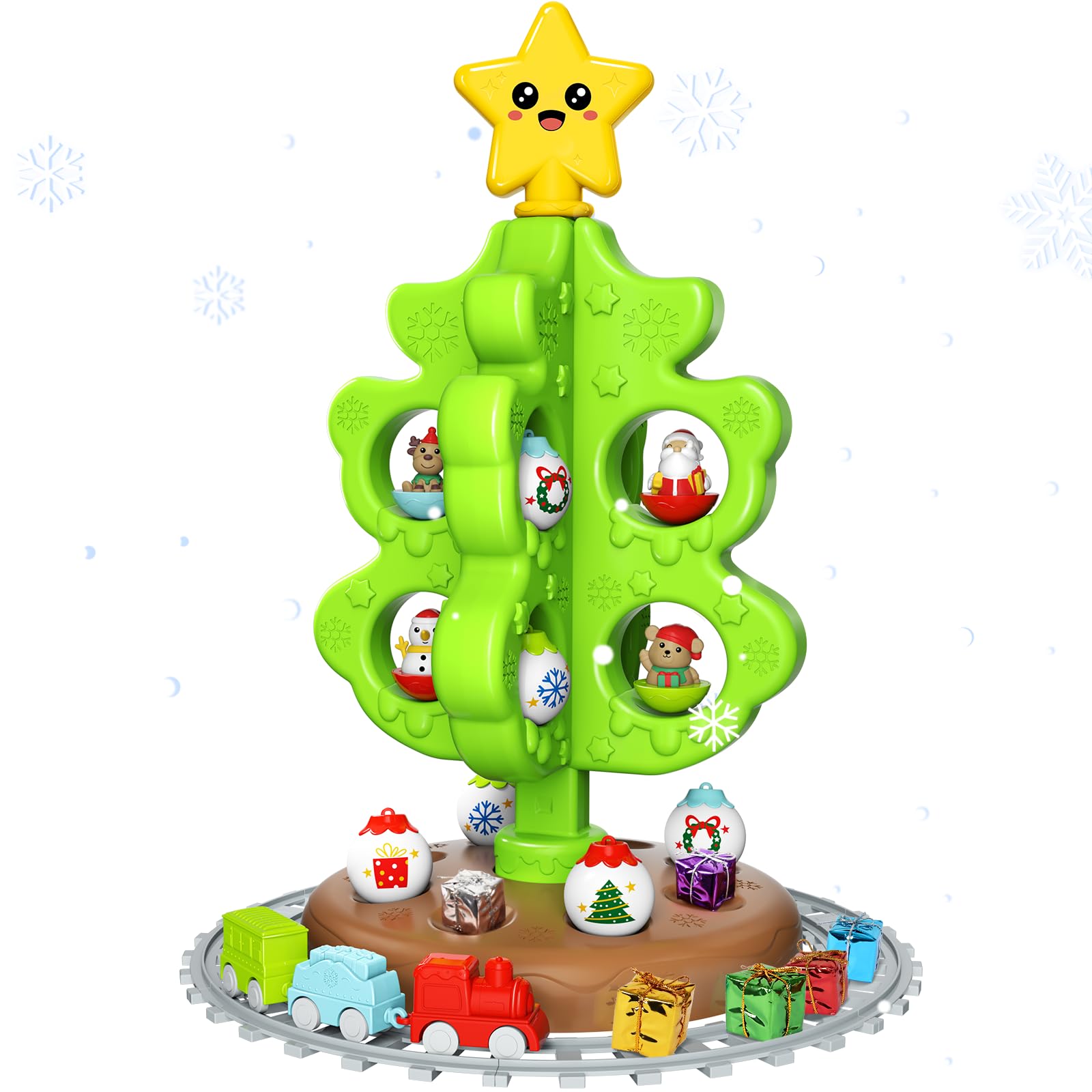 My First Christmas Tree For Kids, Toddler Christmas Tree Toy Set With Hanging Decorations Ornaments, Xmas Tree Skirt With Snowma