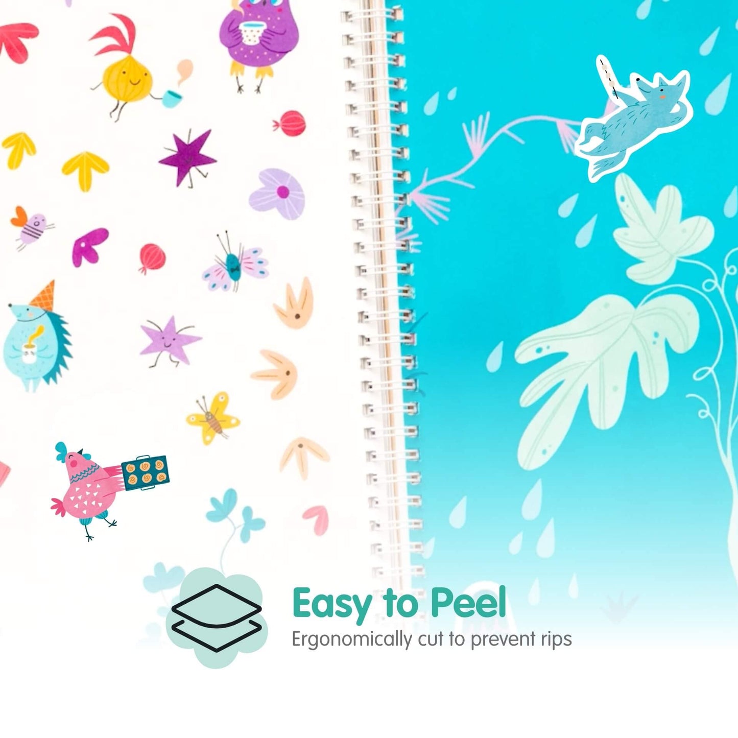 Into The Forest Stickers + Coloring Book By Cupkin: Innovative Side By Side Sticker Books Lays Flat - Spiral Binding - 500+ Natu