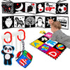 4 Pcs Black And White High Contrast Baby Toys 0-3-6 Months Newborn Essential Montessori Toys For Babies Crinkle Sensory Book For Brain Development Tummy Time Mirror Infant Carseat Rattle 9 Month Gift