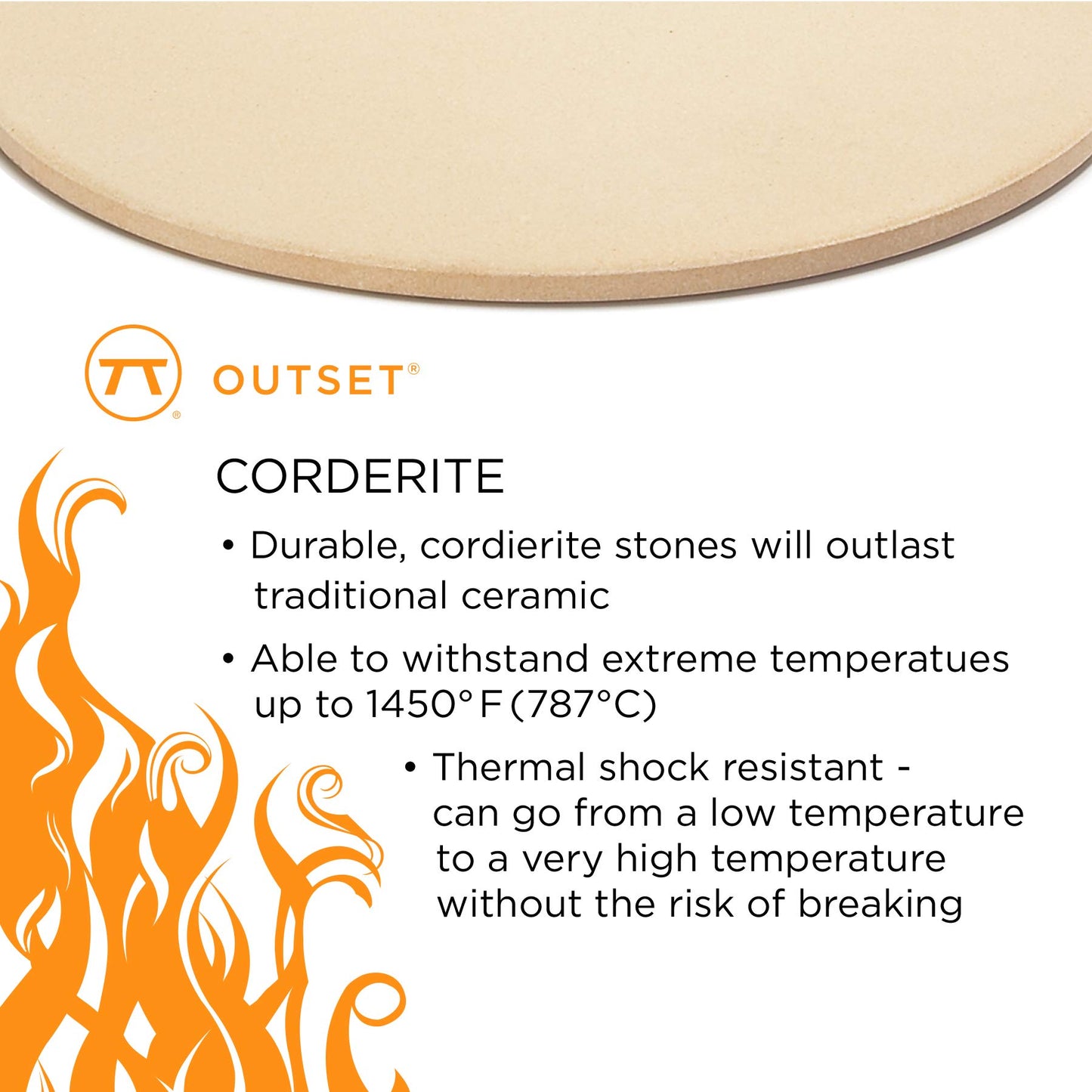 Outset 76176 Pizza Grill Stone Tiles  Light Brown  Medium  Set of 4