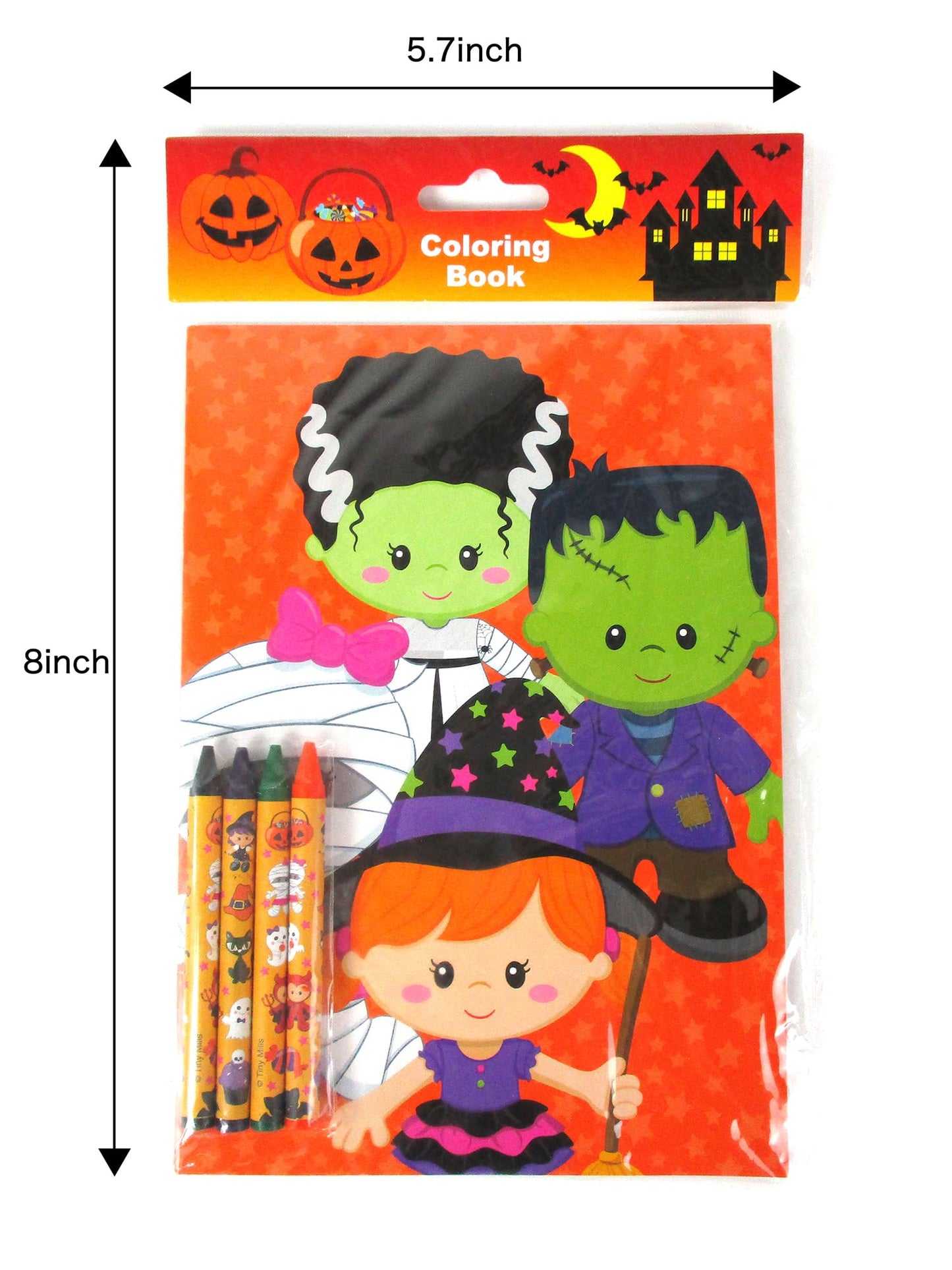 TINYMILLS Halloween Coloring Books for Kids with 12 Coloring Books and 48 Crayons, Halloween Party Favors, Halloween Prizes, Hal
