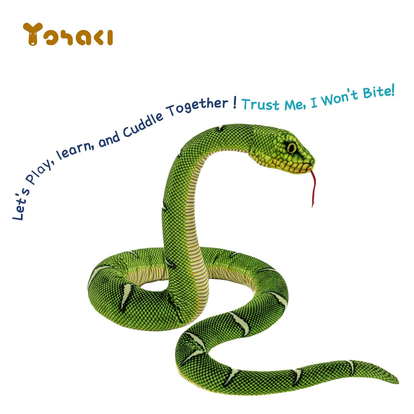 Yohaki Snake Plush Toy, 52'' Washable Simulated Snake Plush Giant Cuddle Toy, Soft And Cute Kids Gift For Boys And Girls, Birthd