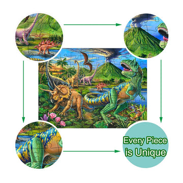 Puzzles For Kids Ages 4-8 Year Old,100 Piece Dinosaur Jigsaw Puzzle For Toddler Children Learning Educational Puzzles Toys For B