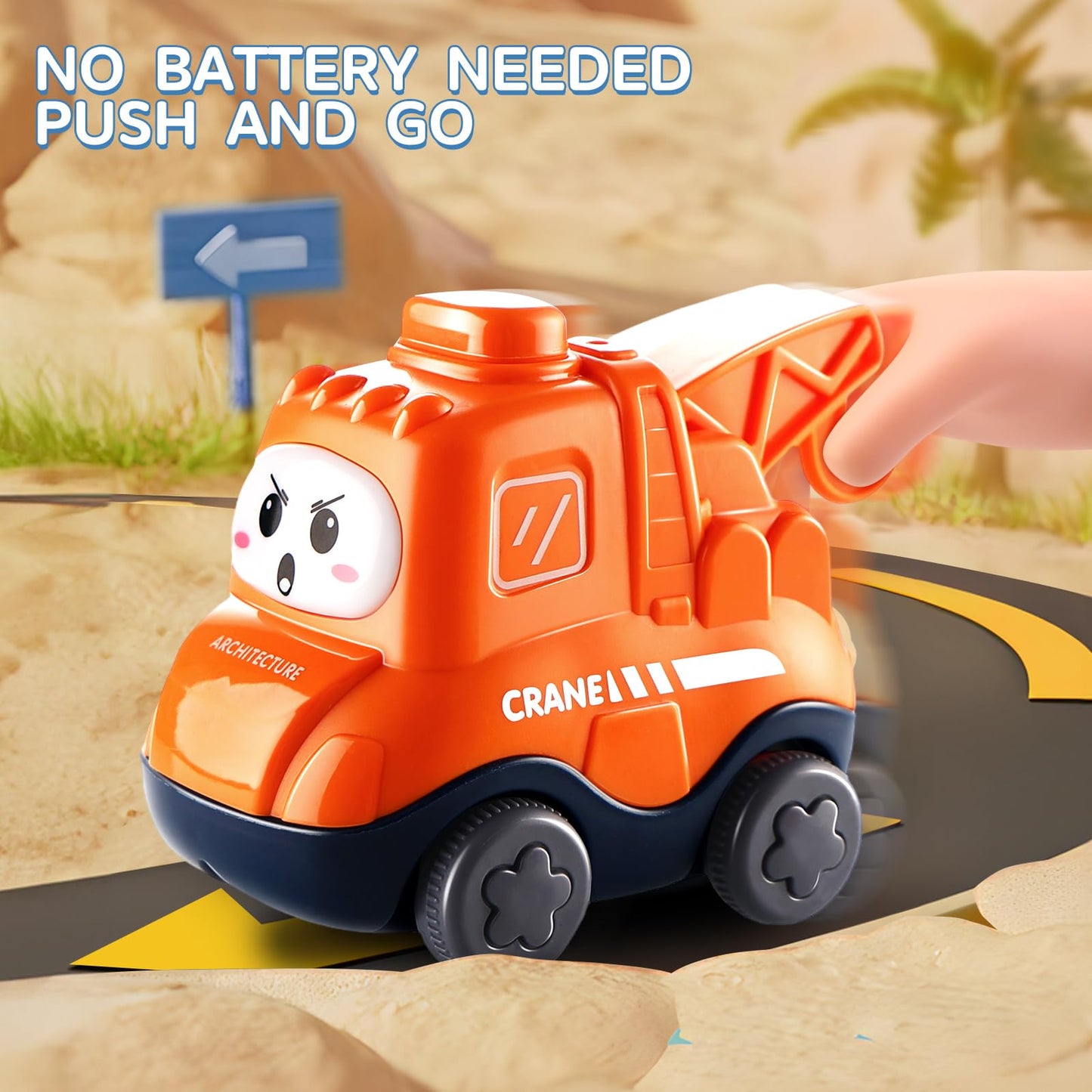 Bessome Big Cartoon Truck Car Toys for 1 Year Old, Colorful Plastic, Includes Playmat & Storage Bag, Perfect Birthday Gift for Toddlers
