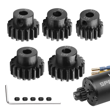 AIMROCK 5-Pack Mod 1 RC Motor Pinion Gears Set: Upgrade Parts for 1/8 RC Car 5mm Shaft Motor (15T 16T 17T 18T 19T)