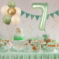 40 Inch Sage Green Number 7 Balloon, Olive Green 7Th Birthday Balloons, Retro Sand White Avocado Green Gold Latex Balloons Giant