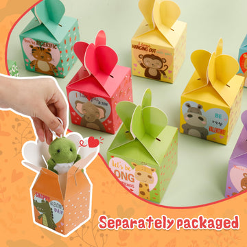 Atfunshop Valentines Day Gifts For Kids With Animal Plush Toys 30 Pack Valentines Mini Keychains And Heart Gift Box In Bulk Exchange For Toddlers Girls Boys School Class Classroom Party Favors