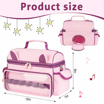 Jaffzora Carrying Case Compatible with Toniebox Starter Set Cute Storage Bag Fits for Tonies Figures Characters Tonies Headphones & Accessories  Pink&Purple(Bag Only)