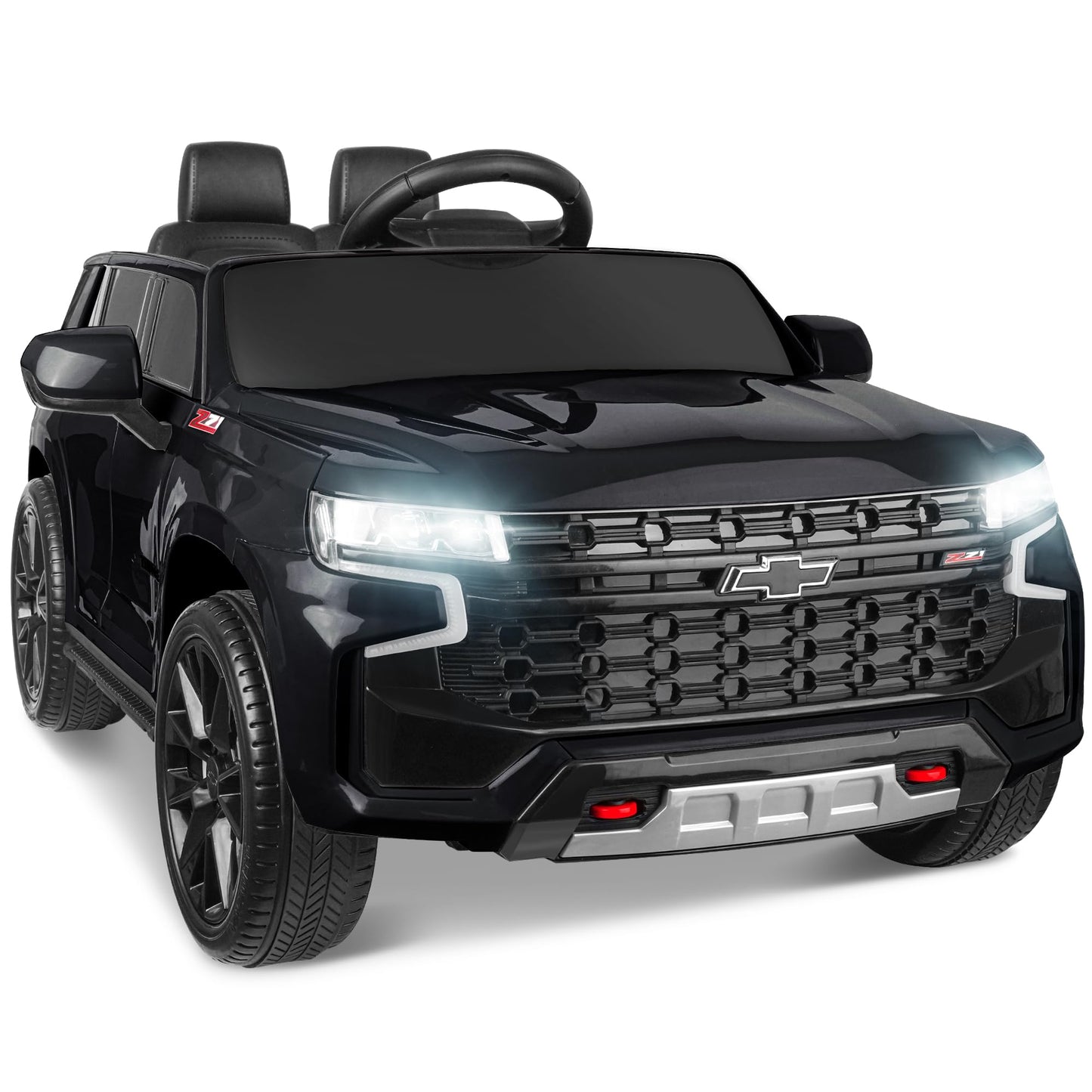 Enyopro Ride On Car For Kids, Licensed Chevrolet Tahoe Suv 12V7Ah Battery Powered Ride On Toy Car, Kids Boys Girls Electric Car With Remote Control, Led Lights, Bluetooth Music, Horn, 3 Speeds (Black)