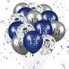 13Th Birthday Balloons, 15 Pcs Navy Blue Silver 13Th Birthday Balloons For Boys Girls Blue Happy 13Th Birthday Party Decorations Balloons Decor 12 Inches