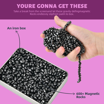 Lcvuuk Ferrite Putty Rocks,Black More Than 600 Weak Magnetic Smooth Ferrite Pebbles, Desk Toys And Time-Killer For Adults
